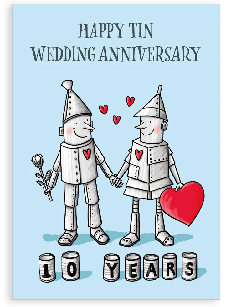 Greetings card - Tin wedding anniversary