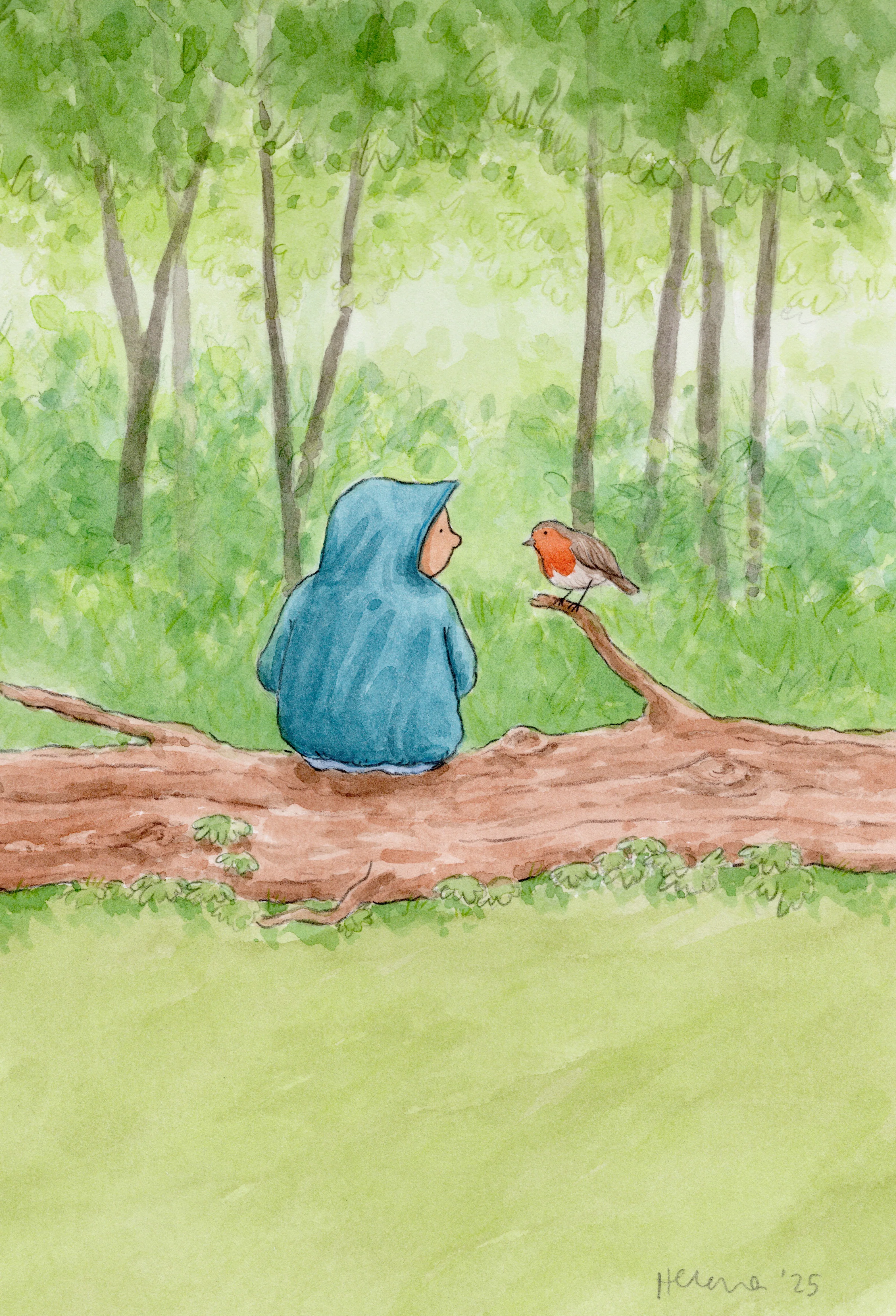 May you find comfort - Original signed painting in watercolour and pencil crayon.