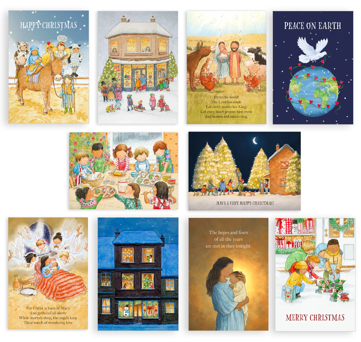 Pack of 10 mixed Christmas cards